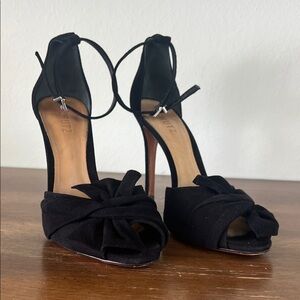 SCHUTZ Black Peep-Toe Heels with Bow